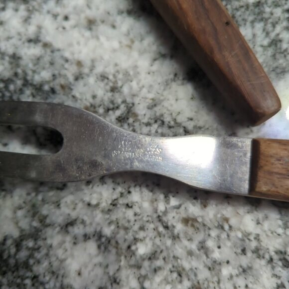 Vintage St. Regis Stainless Japan  Knife & Fork Set Wood Handles - Picture 5 of 7